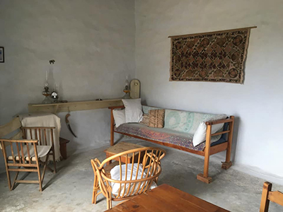 The living room of Carolina's Stroumbo House